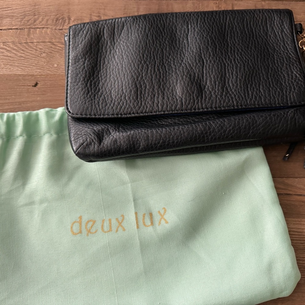 Deux Lux Black Vegan Leather Clutch - Picture 1 of 5